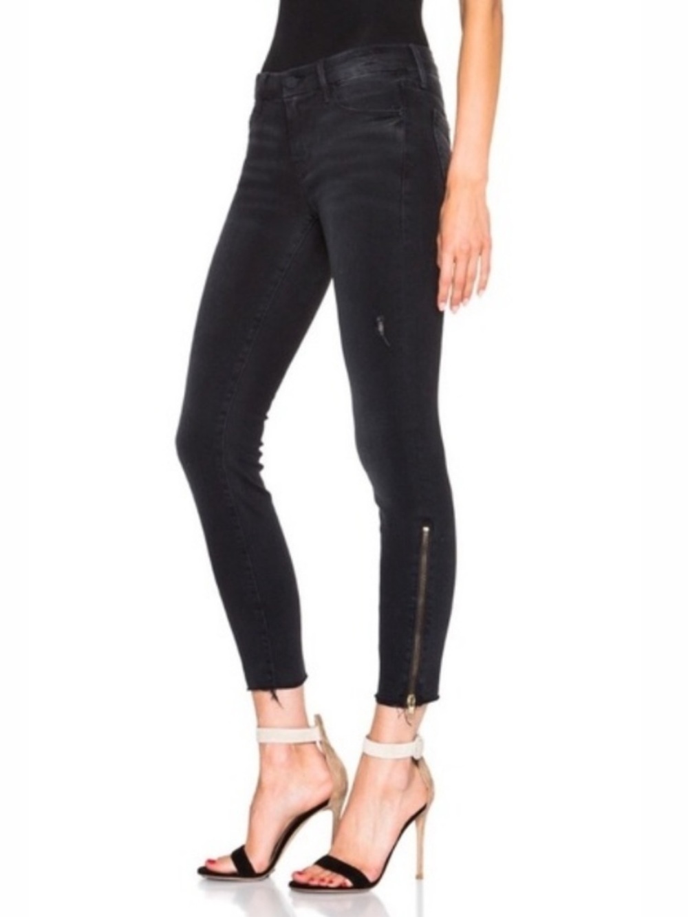 Mother Looker Zip Fray Jeans